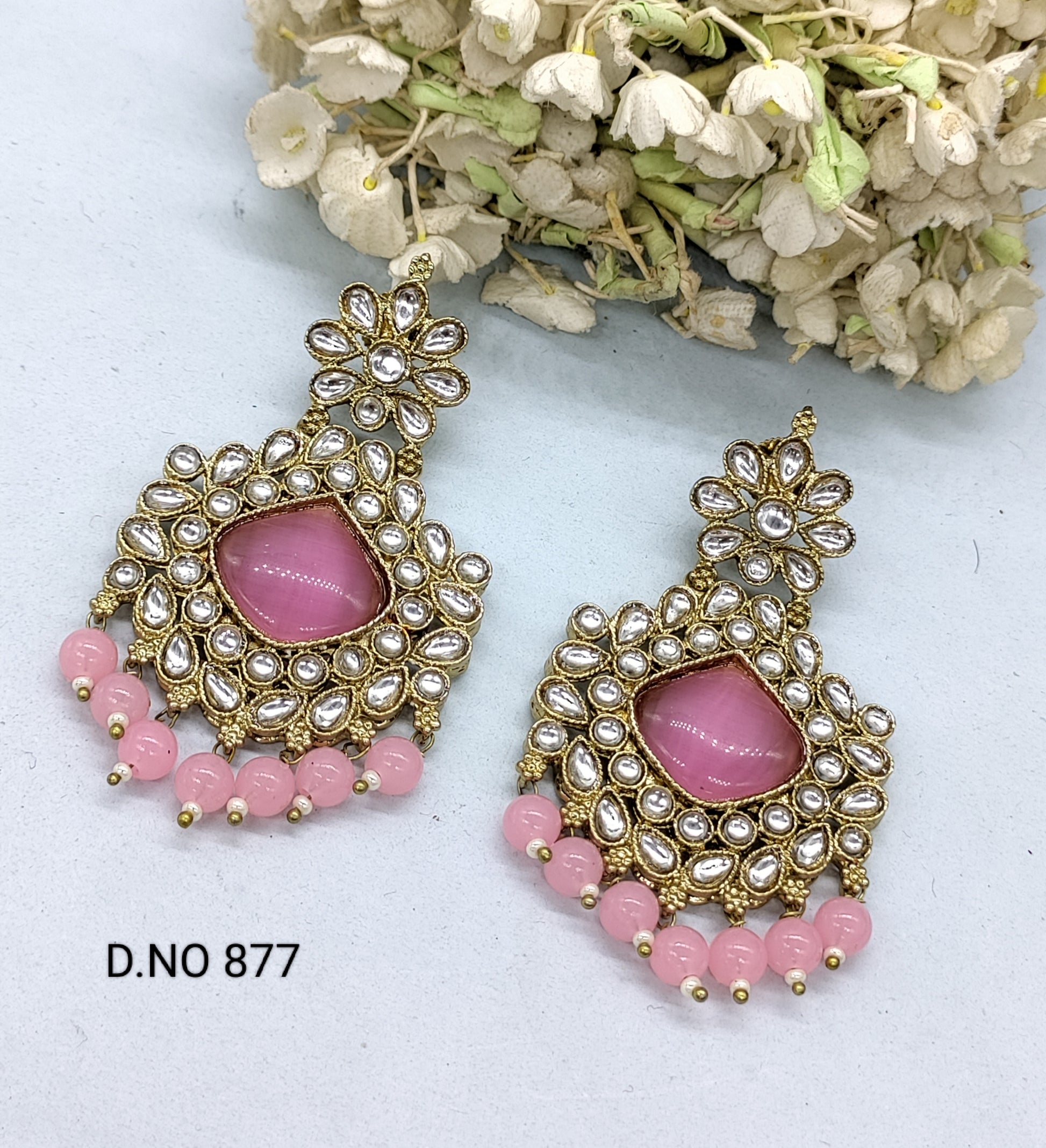 Polki Earring Mehndi Sku 877 rchiecreation