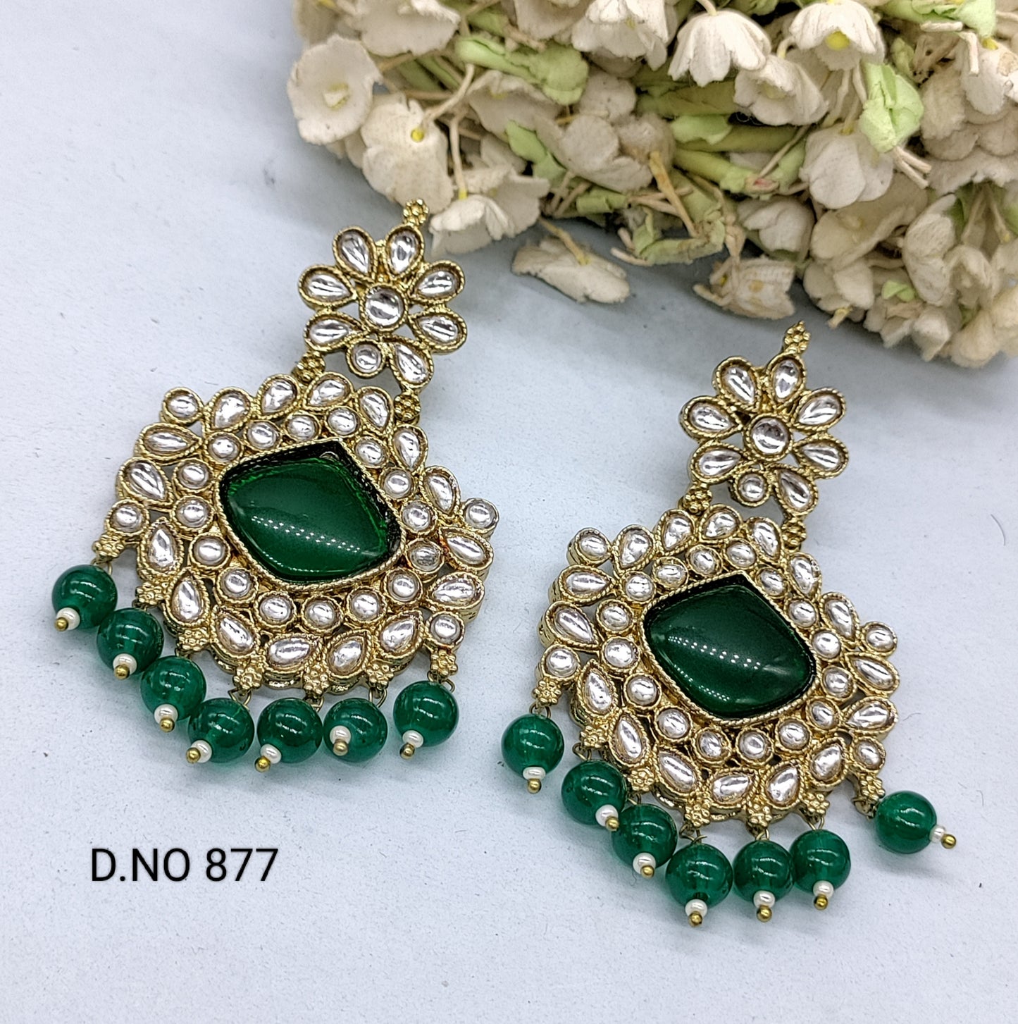 Polki Earring Mehndi Sku 877 rchiecreation