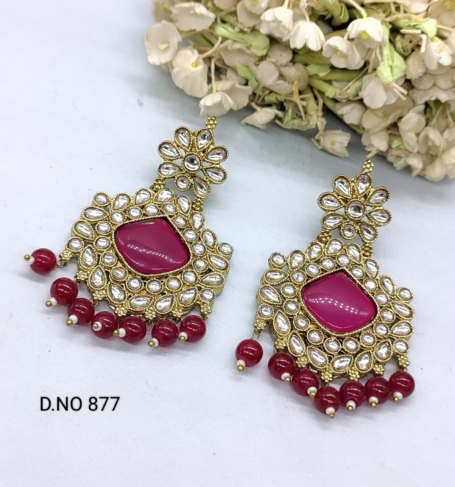 Polki Earring Mehndi Sku 877 rchiecreation