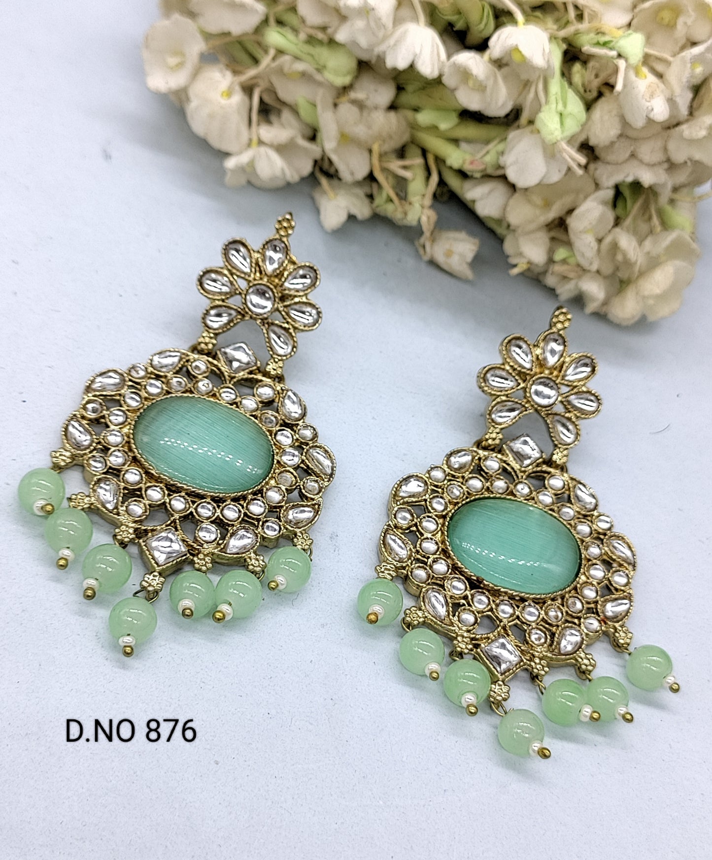 Kundan Mehandi Earring Sku 876 rchiecreation