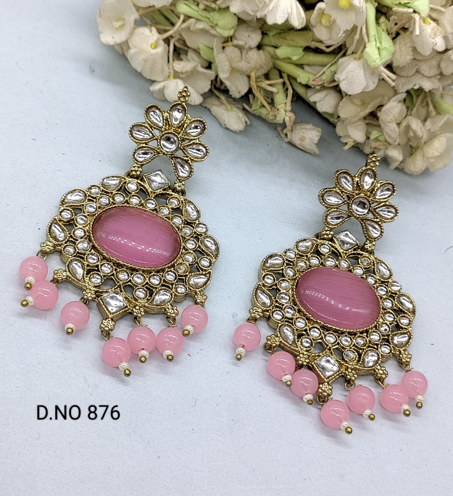 Kundan Mehandi Earring Sku 876 rchiecreation