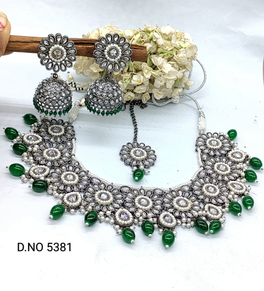 Polki Victorian Necklace Set Sku 5381 rchiecreation