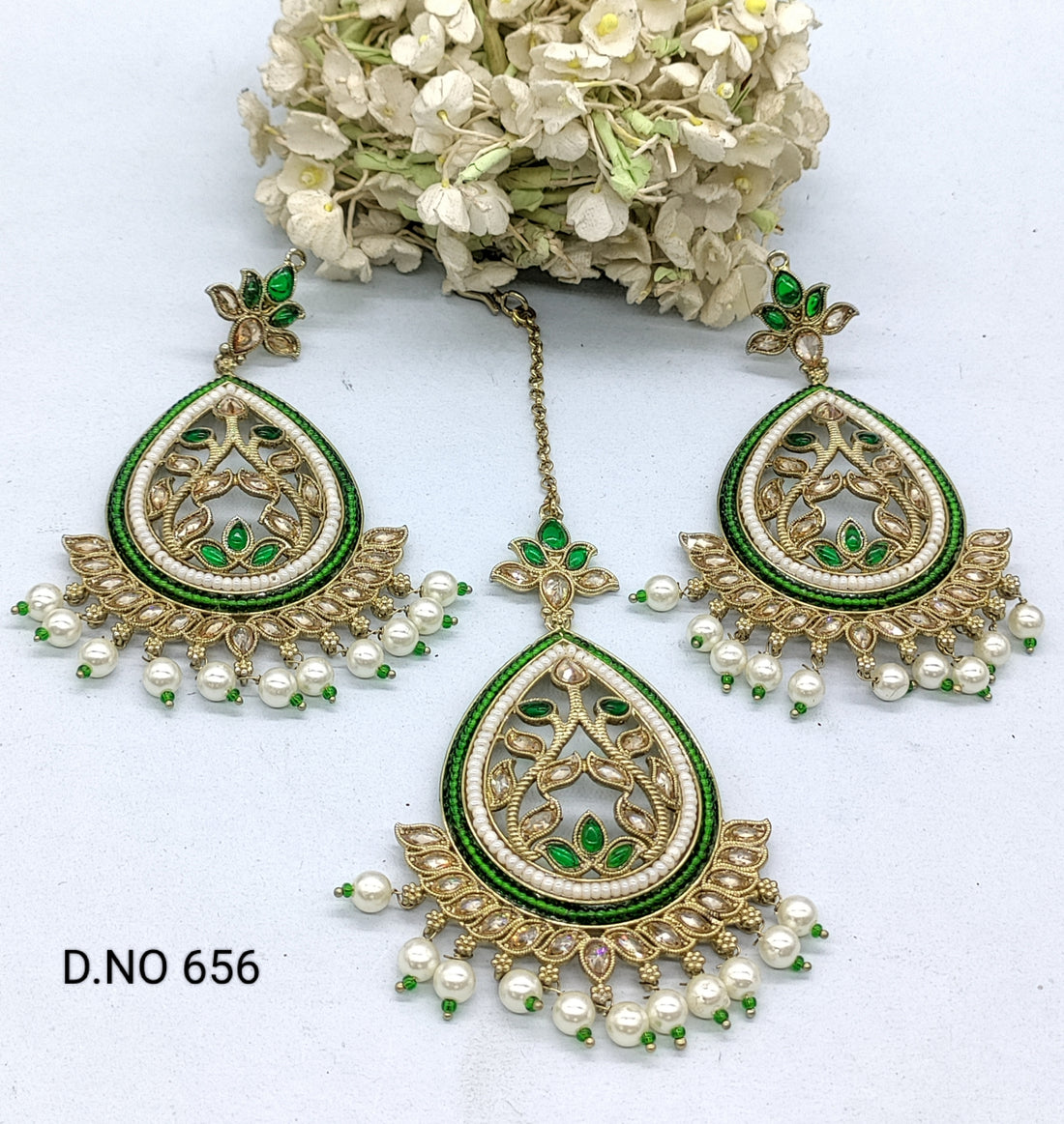 Polki Earring & Tikka Mehndi Sku- 656 A1 rchiecreation