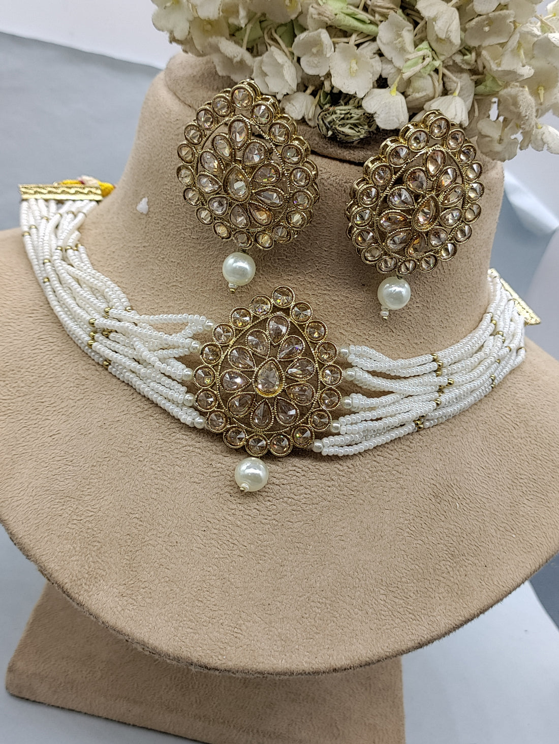 Mehandi Polki Choker Necklace SKU-6442 rchiecreation