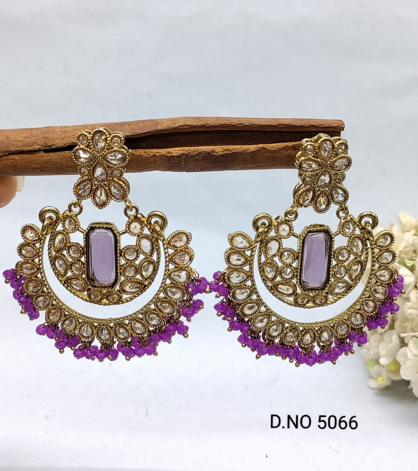 Polki Earring Mehndi Sku 5066 A1 rchiecreation