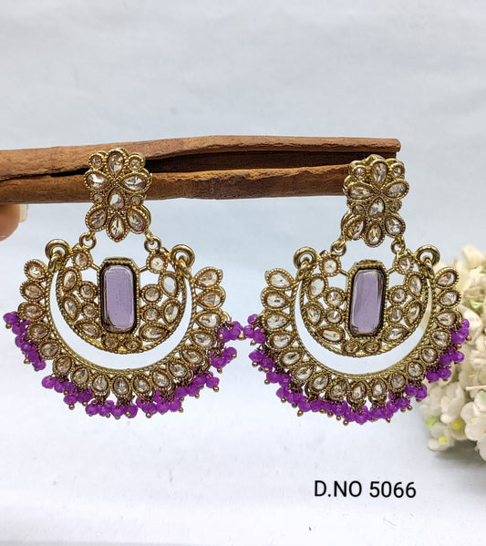 Polki Earring Mehndi Sku 5066 A1 rchiecreation