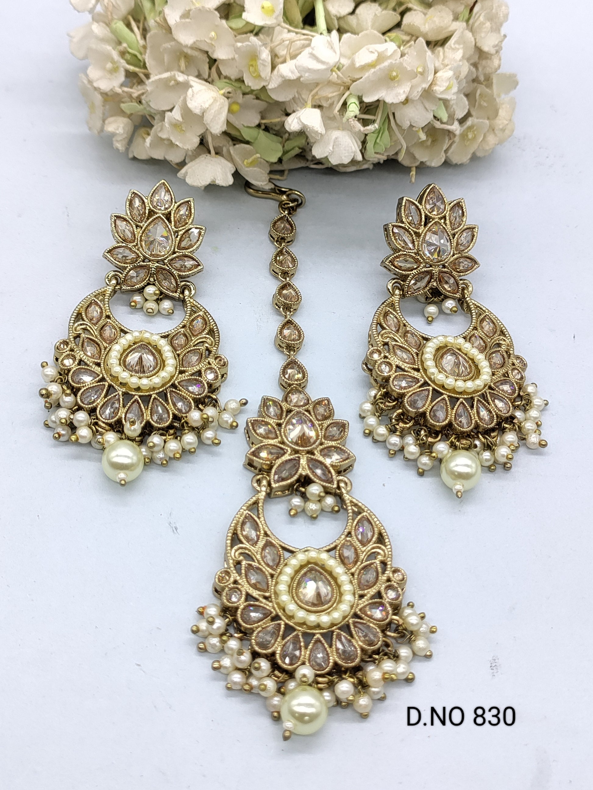 Polki Earring & Tica Mehndi Sku- 830 A1 rchiecreation