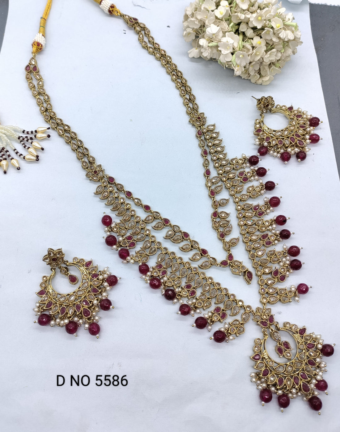 Polki  Long Necklace Mehndi Set Sku-5586 B3 rchiecreation