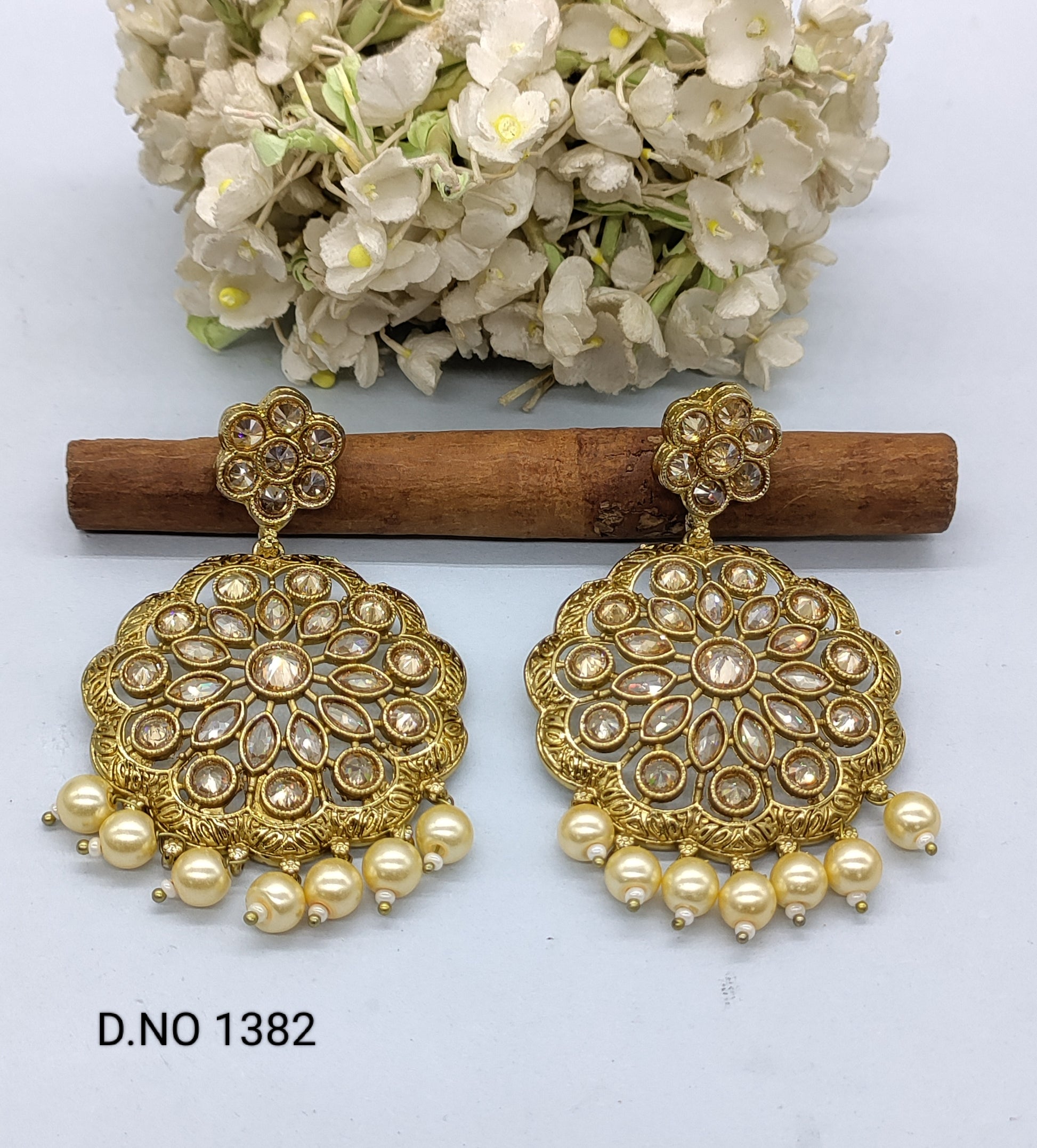 Polki Mehandi Earring Sku 1382 rchiecreation