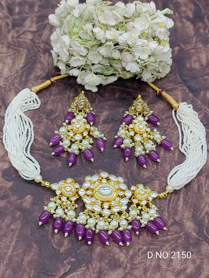 Pachi Kundan necklace Golden Sku 2150 rchiecreation