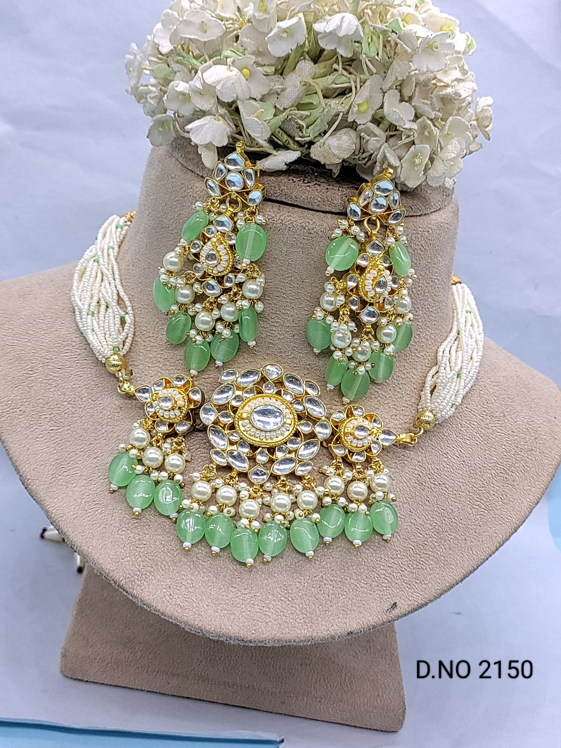 Pachi Kundan necklace Golden Sku 2150 rchiecreation