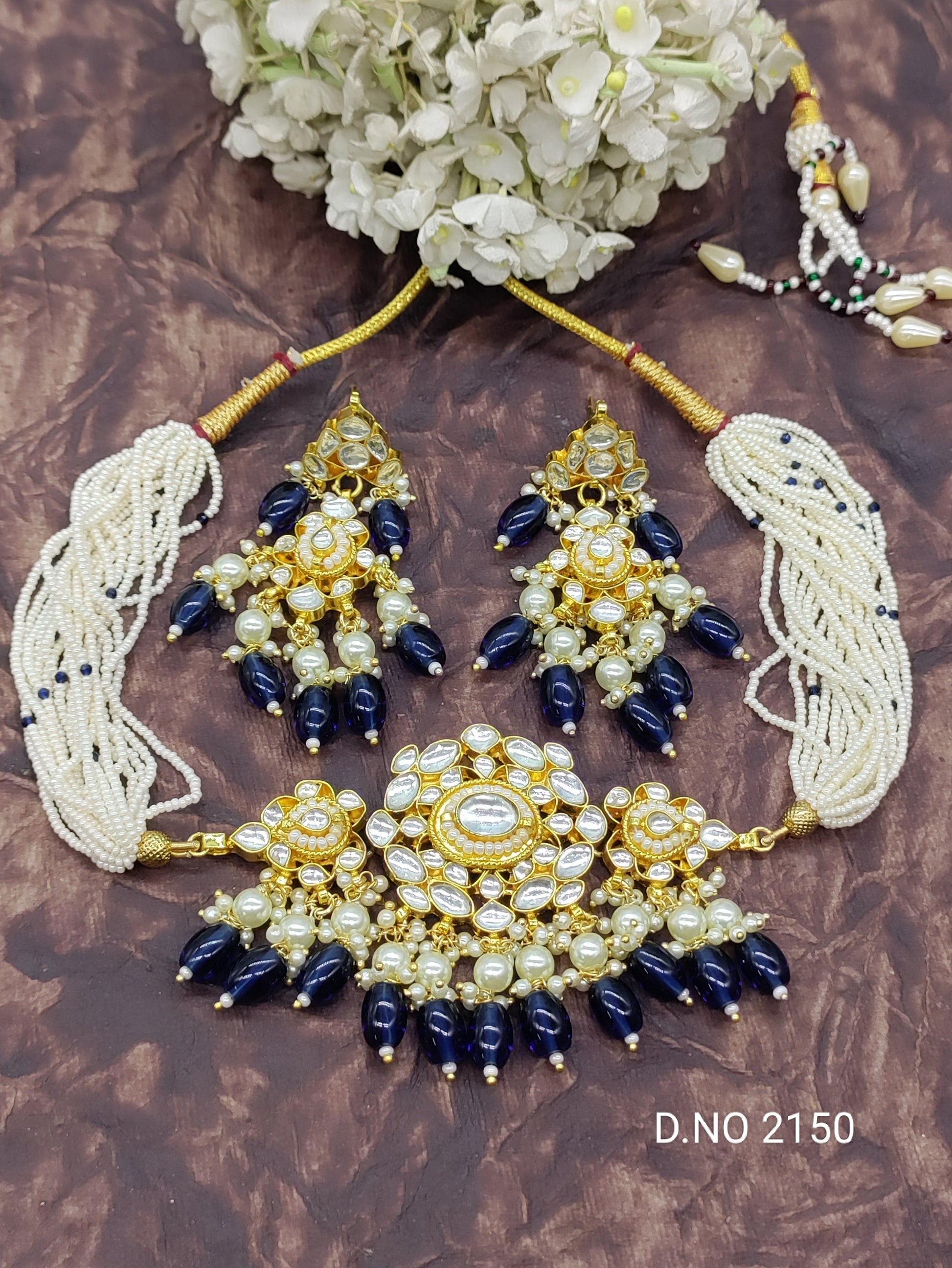 Pachi Kundan necklace Golden Sku 2150 rchiecreation