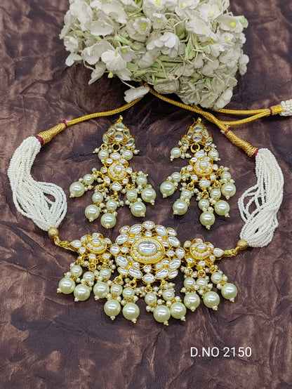 Pachi Kundan necklace Golden Sku 2150 rchiecreation