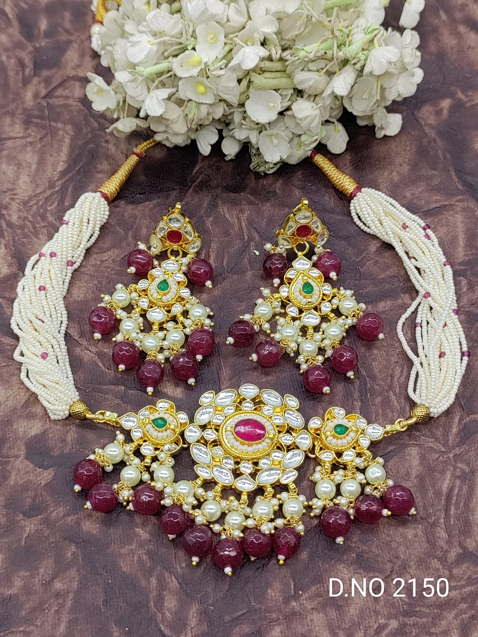 Pachi Kundan necklace Golden Sku 2150 rchiecreation