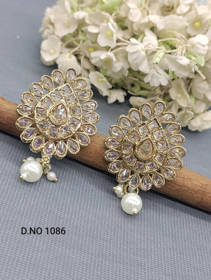 Polki Mehandi Earring Sku 1086 rchiecreation