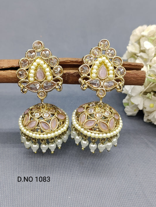 Polki Mehandi Jhumki Earring Sku 1083 rchiecreation