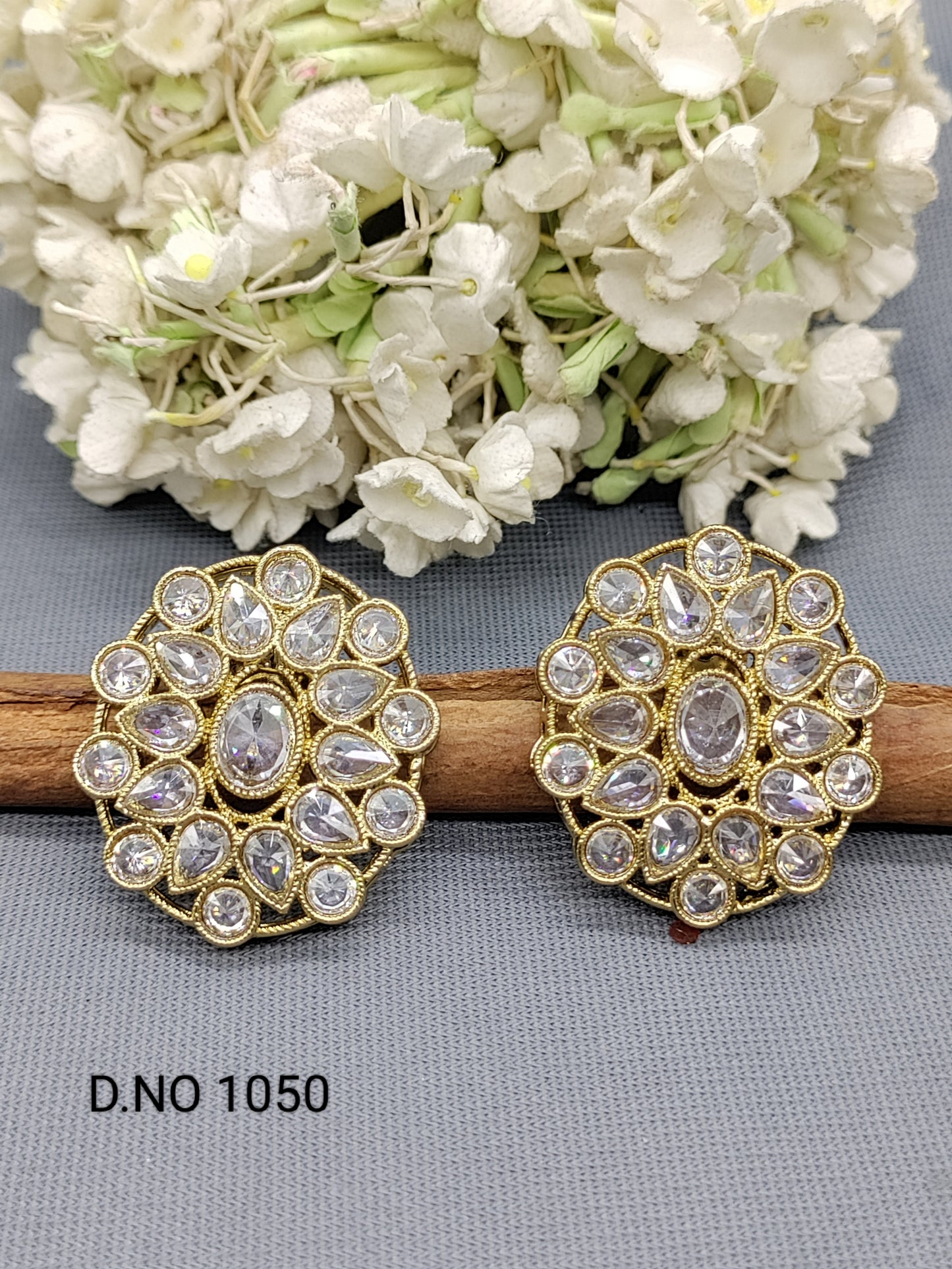 Polki Mehandi Tops Stud Earring Sku 1050 rchiecreation