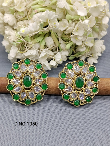 Polki Mehandi Tops Stud Earring Sku 1050 rchiecreation