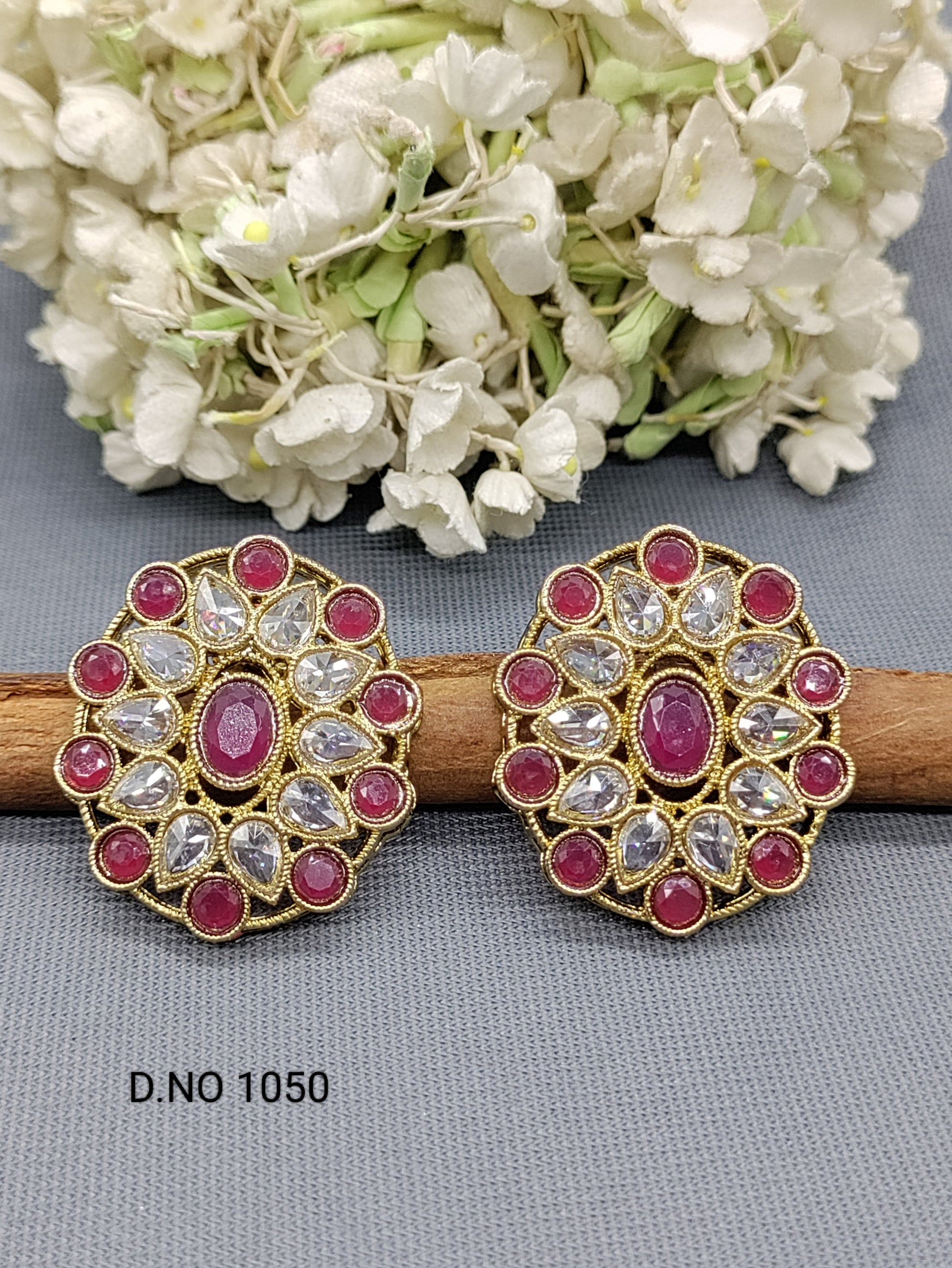 Polki Mehandi Tops Stud Earring Sku 1050 rchiecreation