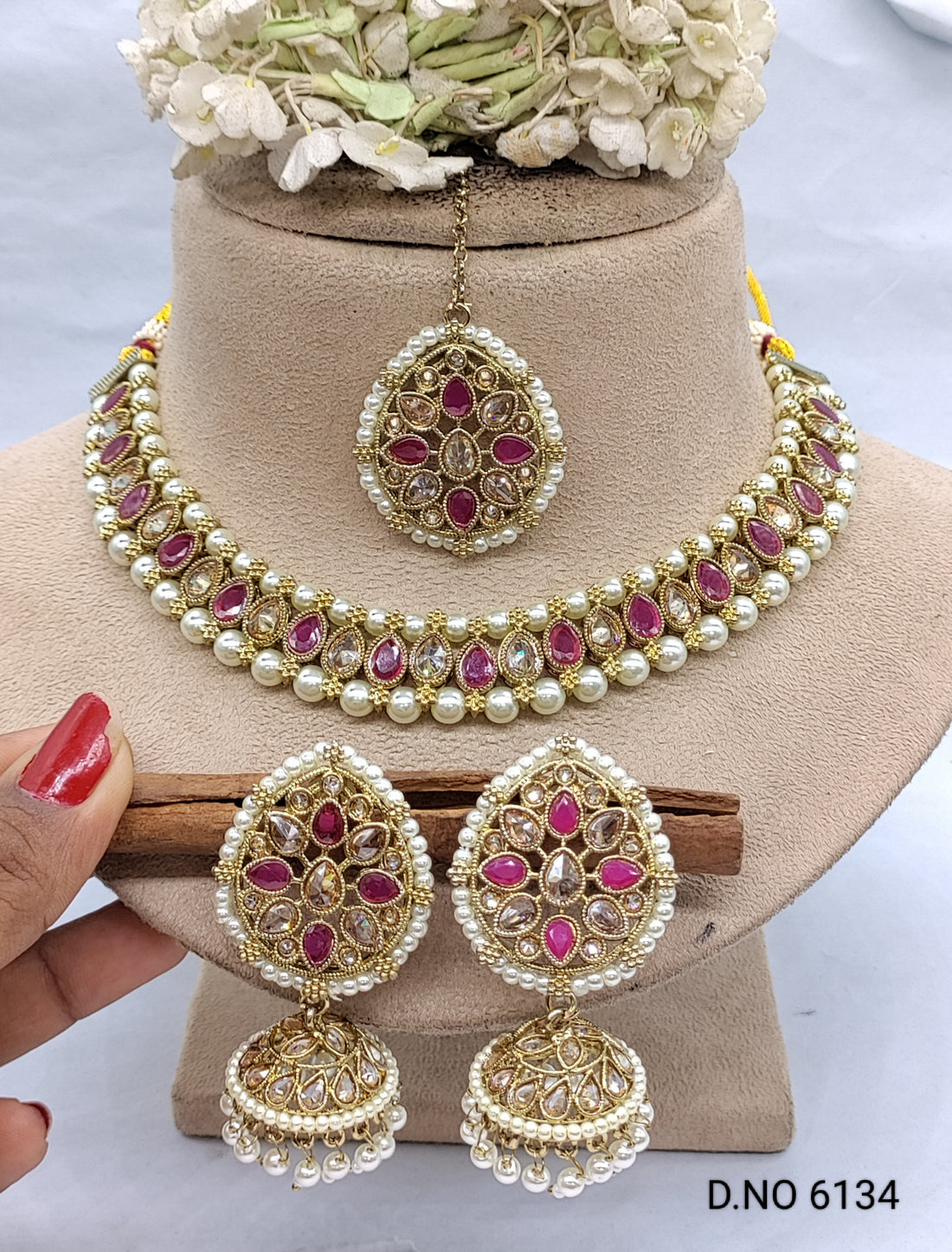 Designer Polki Choker Set Sku-6134 B1 - rchiecreation