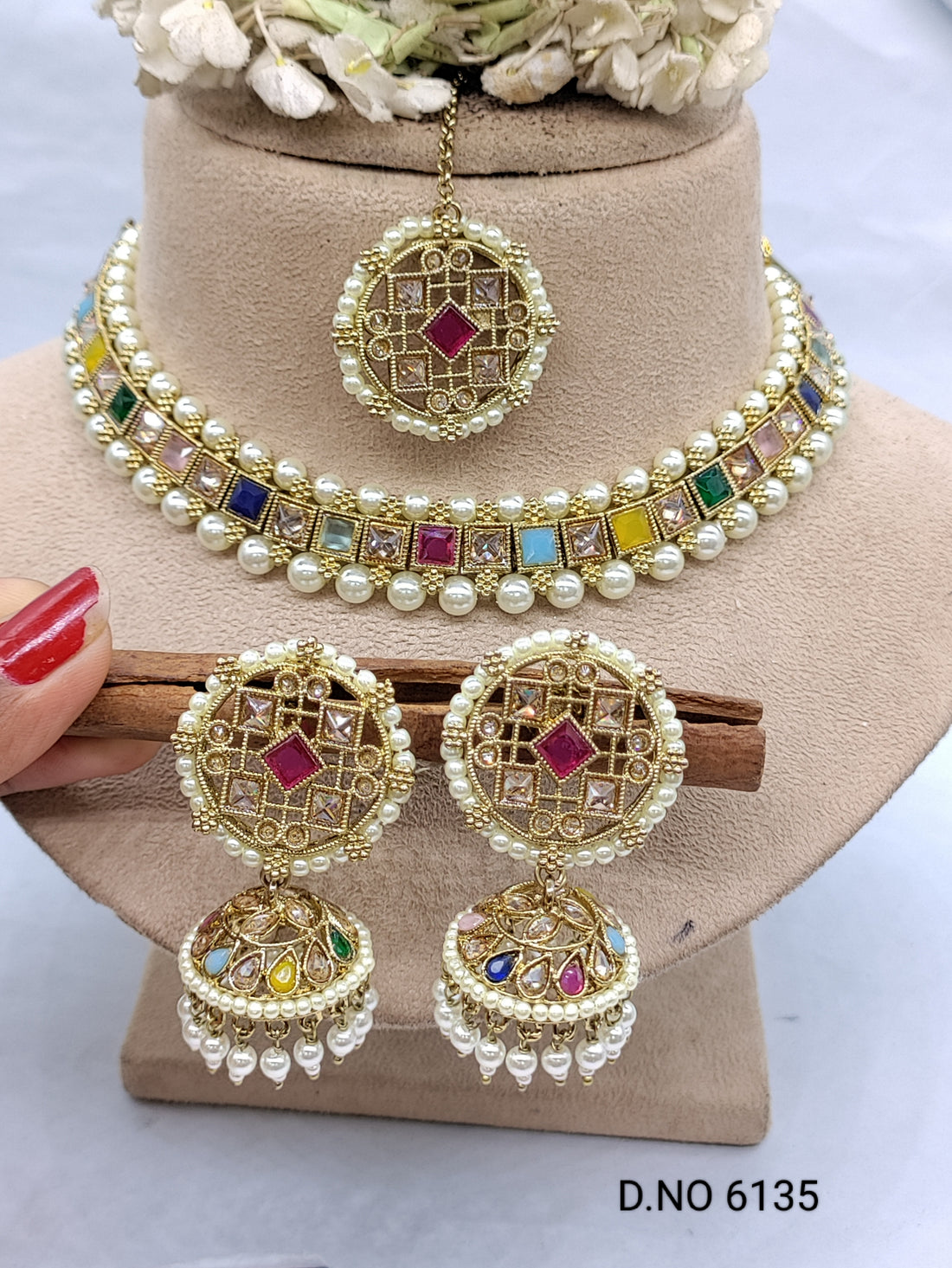 Polki Choker Mehandi Set Sku-6135 B4 - rchiecreation
