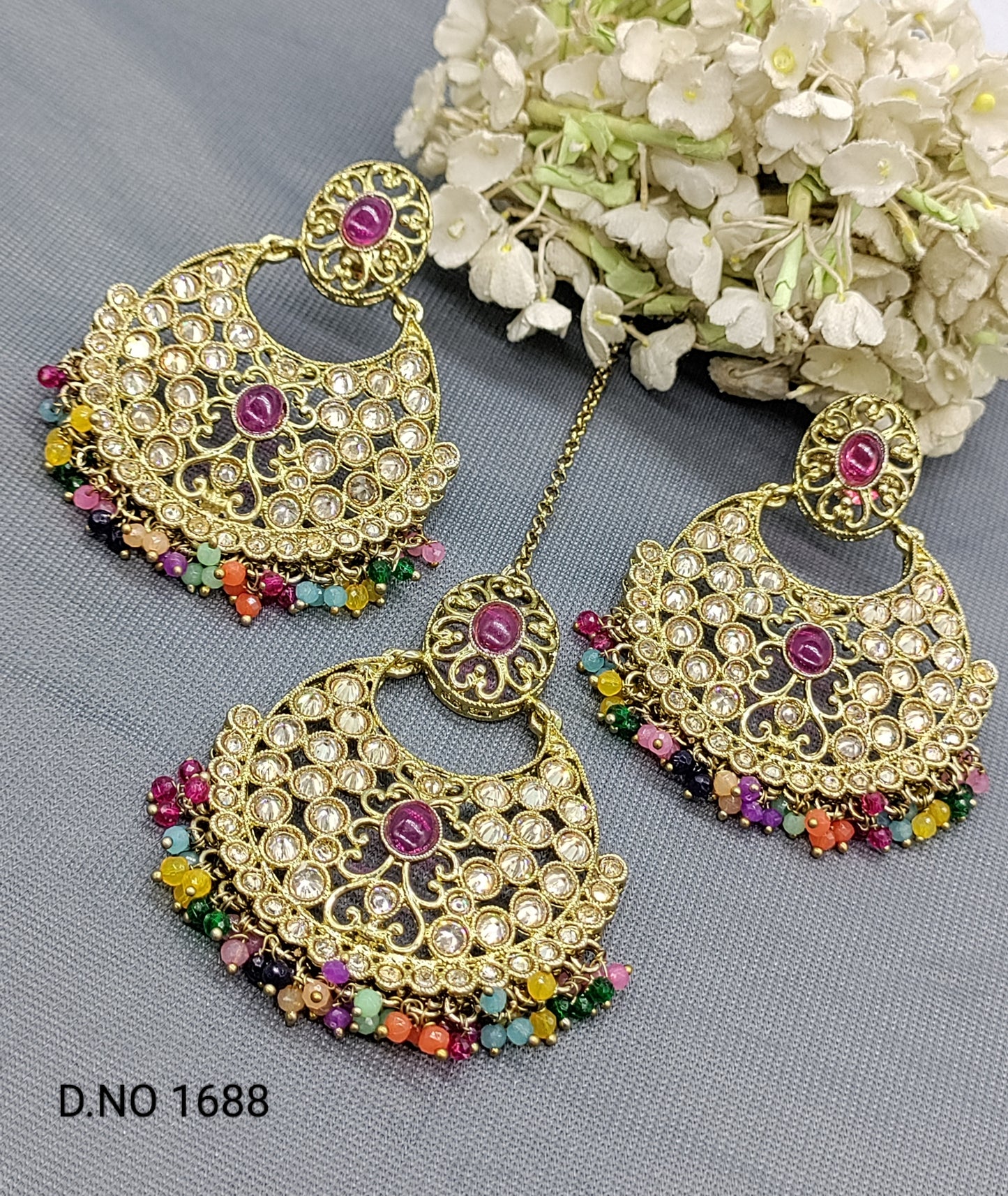 Polki Mehandi Earring &Tica Sku 1688 rchiecreation