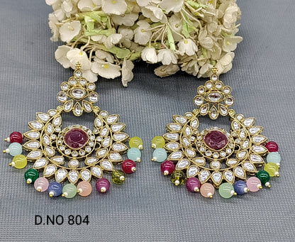 Kundan Earring Mehndi Sku 804 A2 rchiecreation