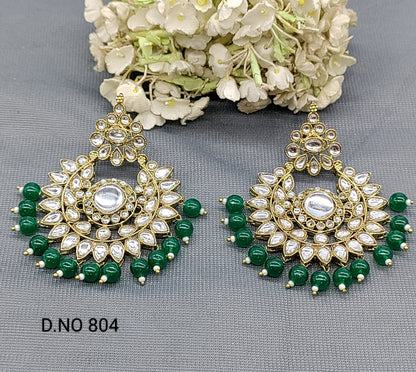 Kundan Earring Mehndi Sku 804 A2 rchiecreation