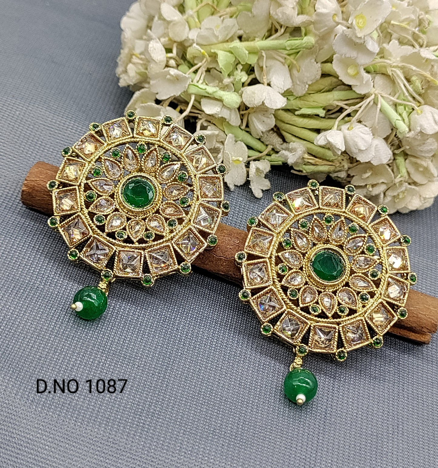 Polki Mehandi Earring Sku 1087 rchiecreation