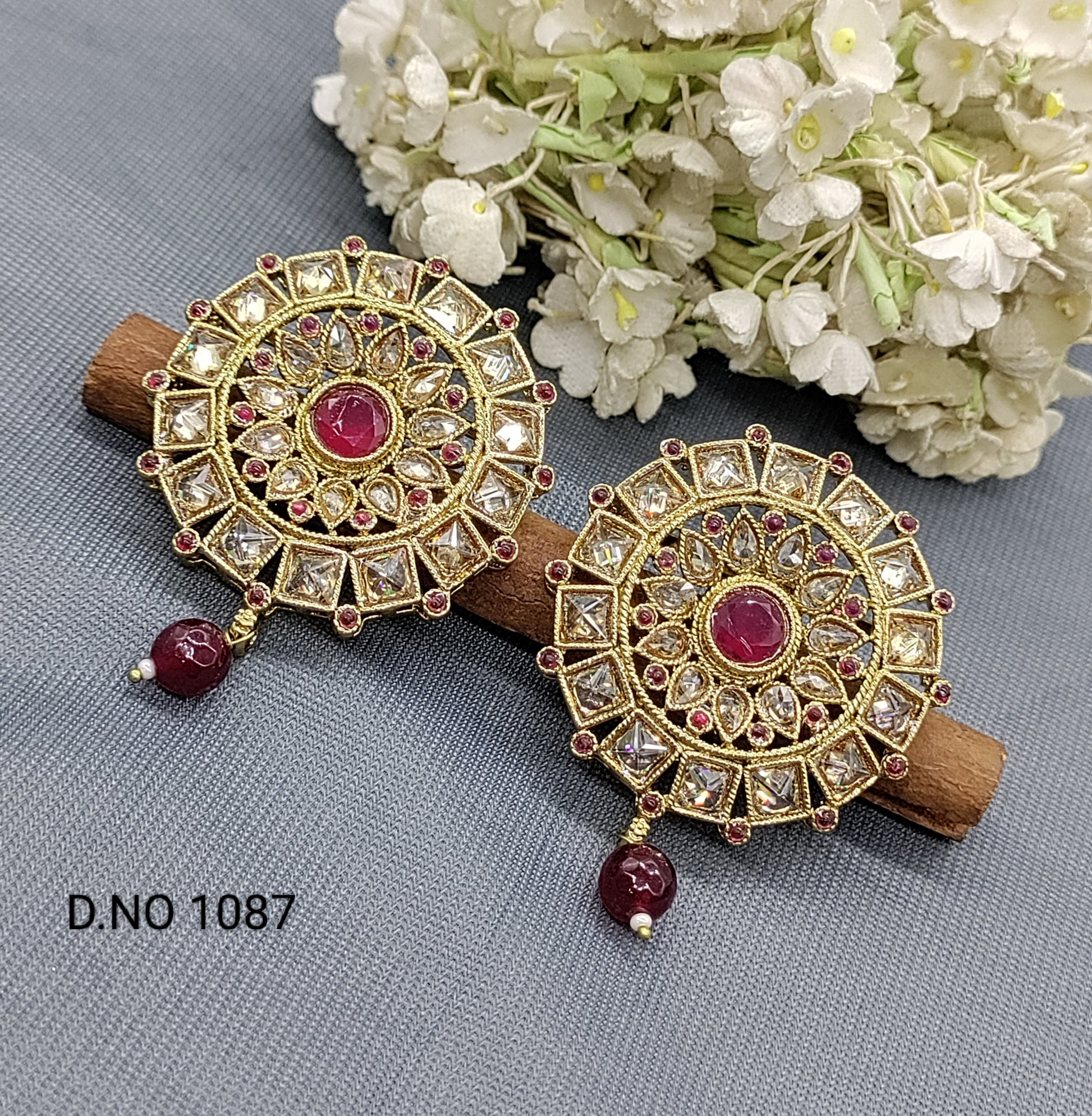 Polki Mehandi Earring Sku 1087 rchiecreation