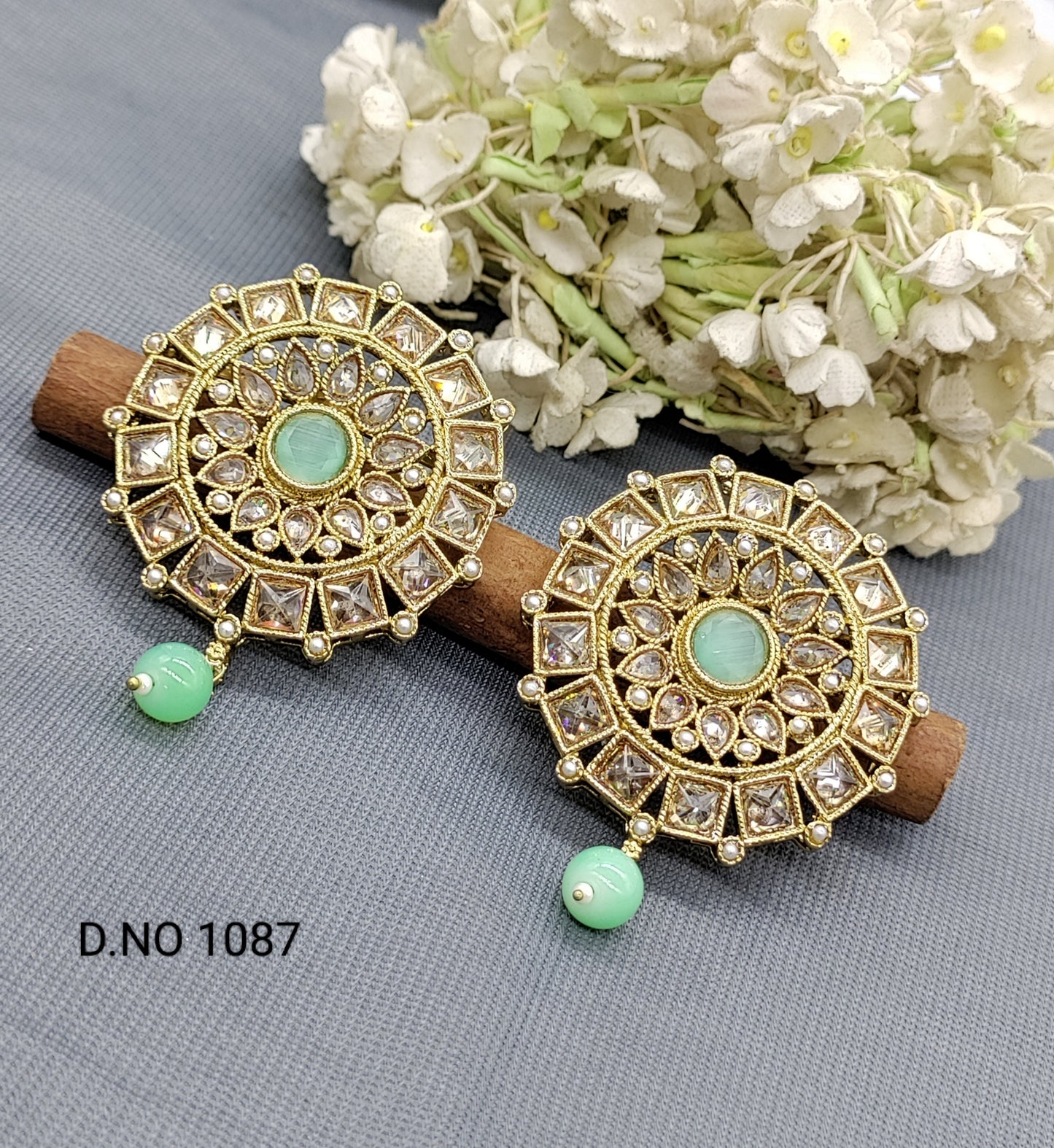 Polki Mehandi Earring Sku 1087 rchiecreation