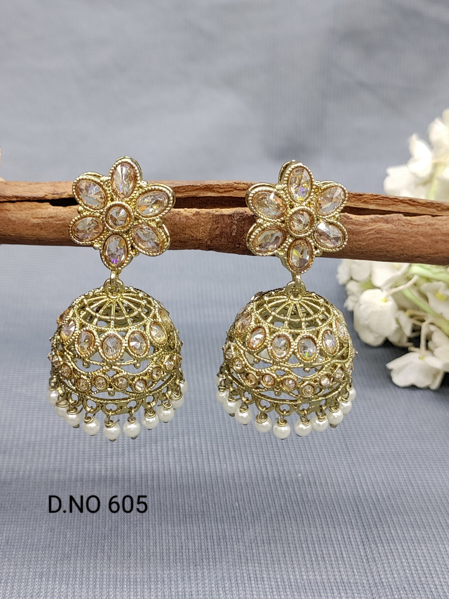 Polki Jhumki Mehndi Earring Sku-605 A4 rchiecreation