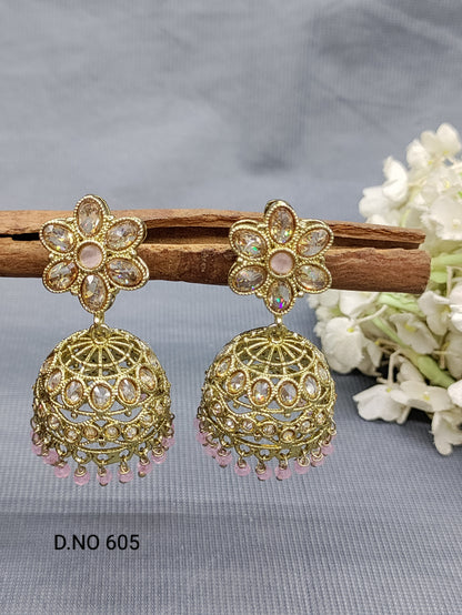 Polki Jhumki Mehndi Earring Sku-605 A4 rchiecreation