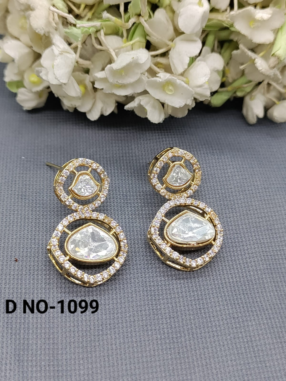 Moissanite Kundan Earrings Sku 1099 rchiecreation