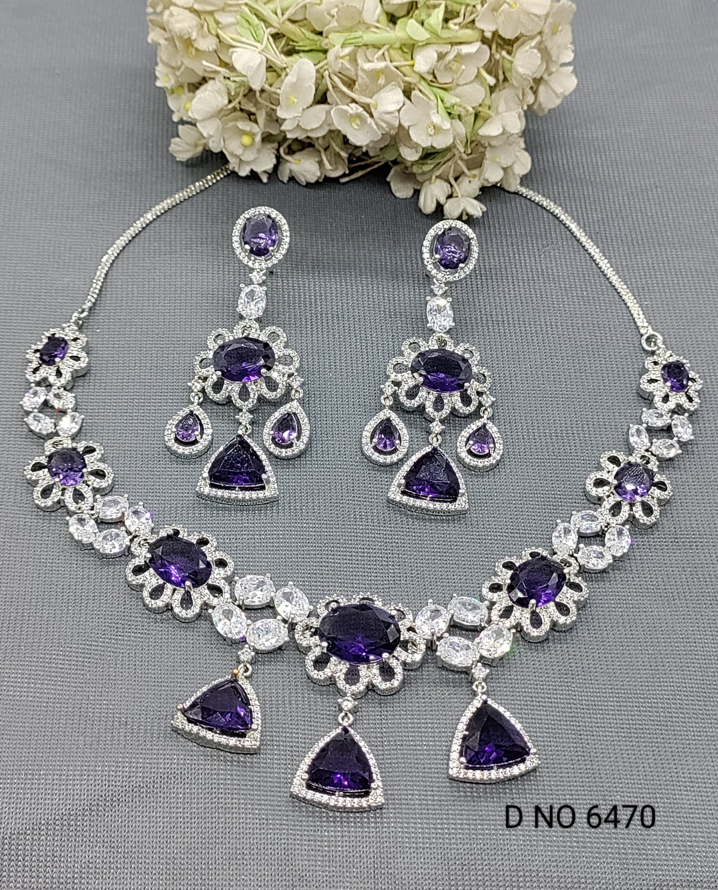 Cz Ad Rodium Necklace Set Sku 6470 rchiecreation