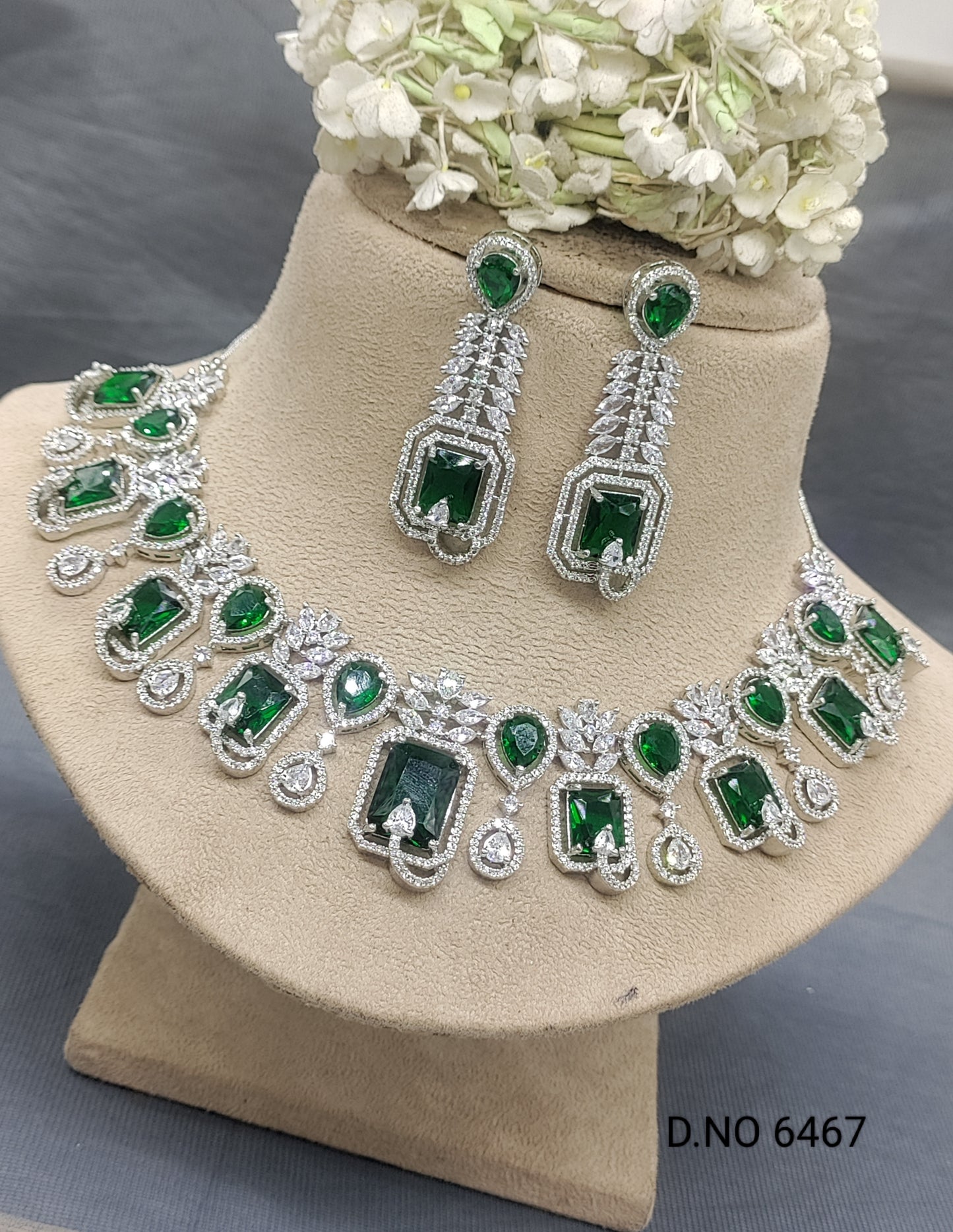 Cz Ad Rodium Necklace Set Sku 6467 rchiecreation