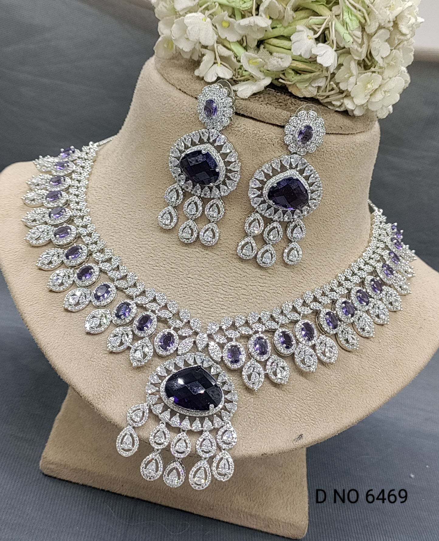 Cz Ad Rodium Necklace Set Sku 6469 rchiecreation