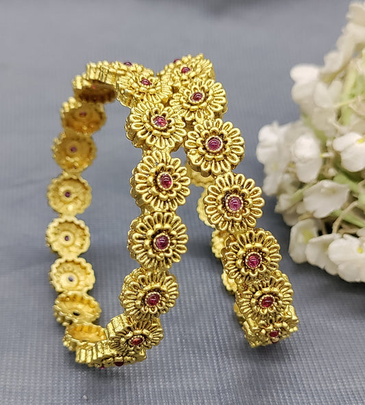 Kempo Antique Golden Bangles Sku 8403 rchiecreation