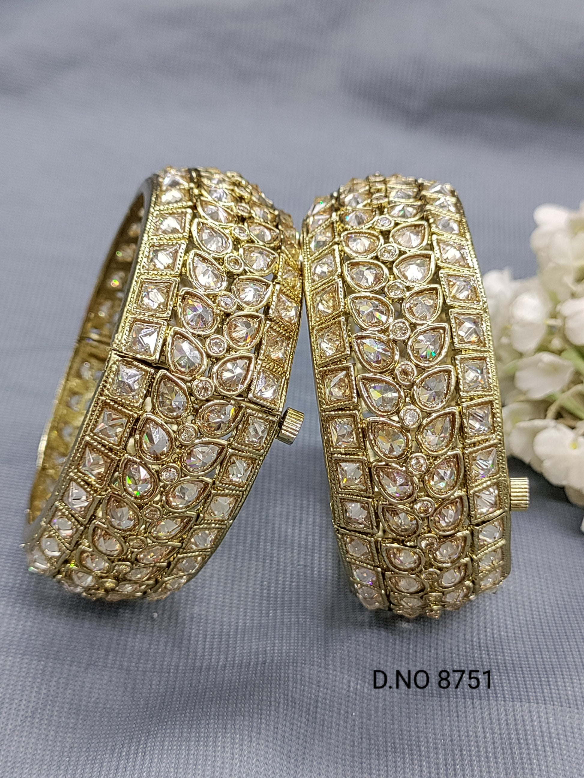 Polki Mehandi Openable Bangles Sku 8751 rchiecreation