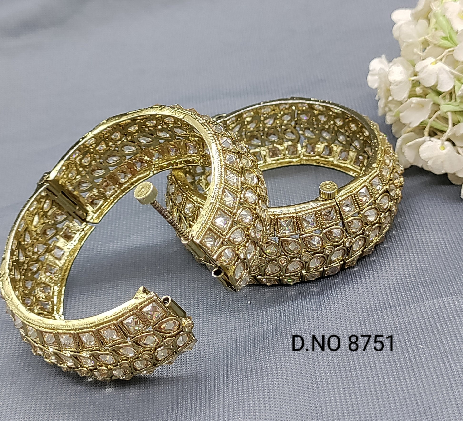 Polki Mehandi Openable Bangles Sku 8751 rchiecreation