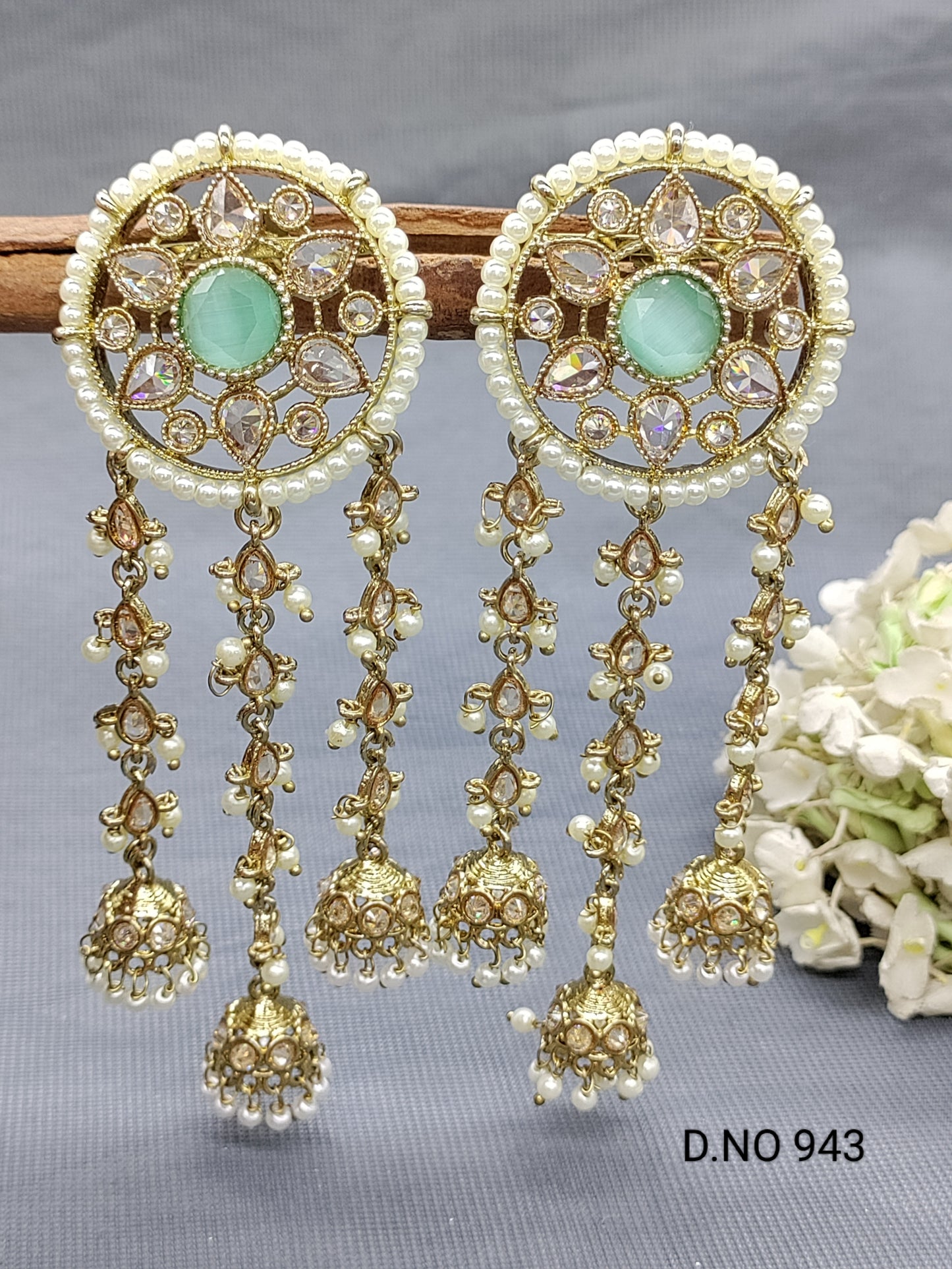 Polki Earring Mehandi Sku 943 E1 rchiecreation