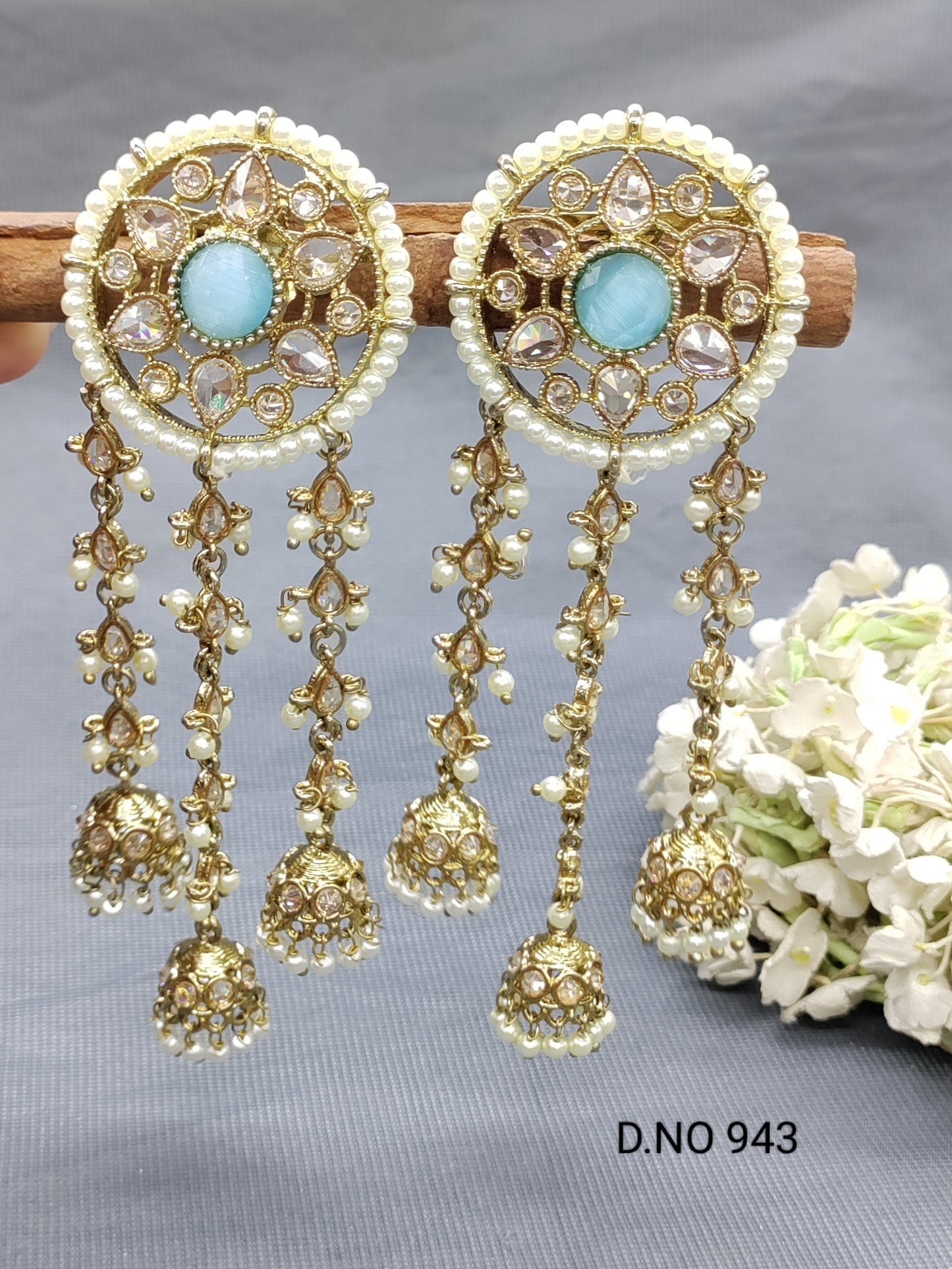 Polki Earring Mehandi Sku 943 E1 rchiecreation