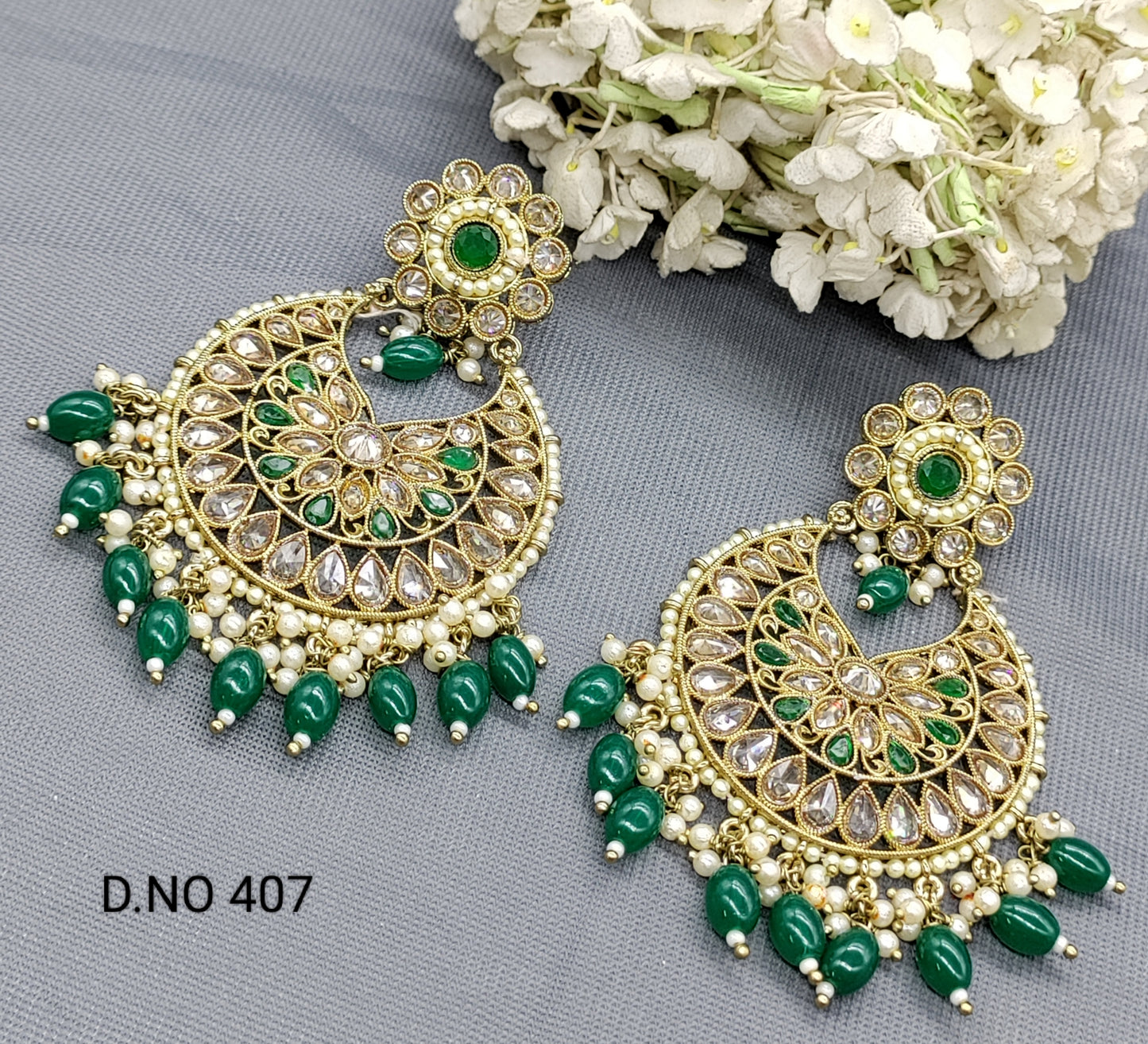 Polki Mehandi Earring Sku 407 rchiecreation