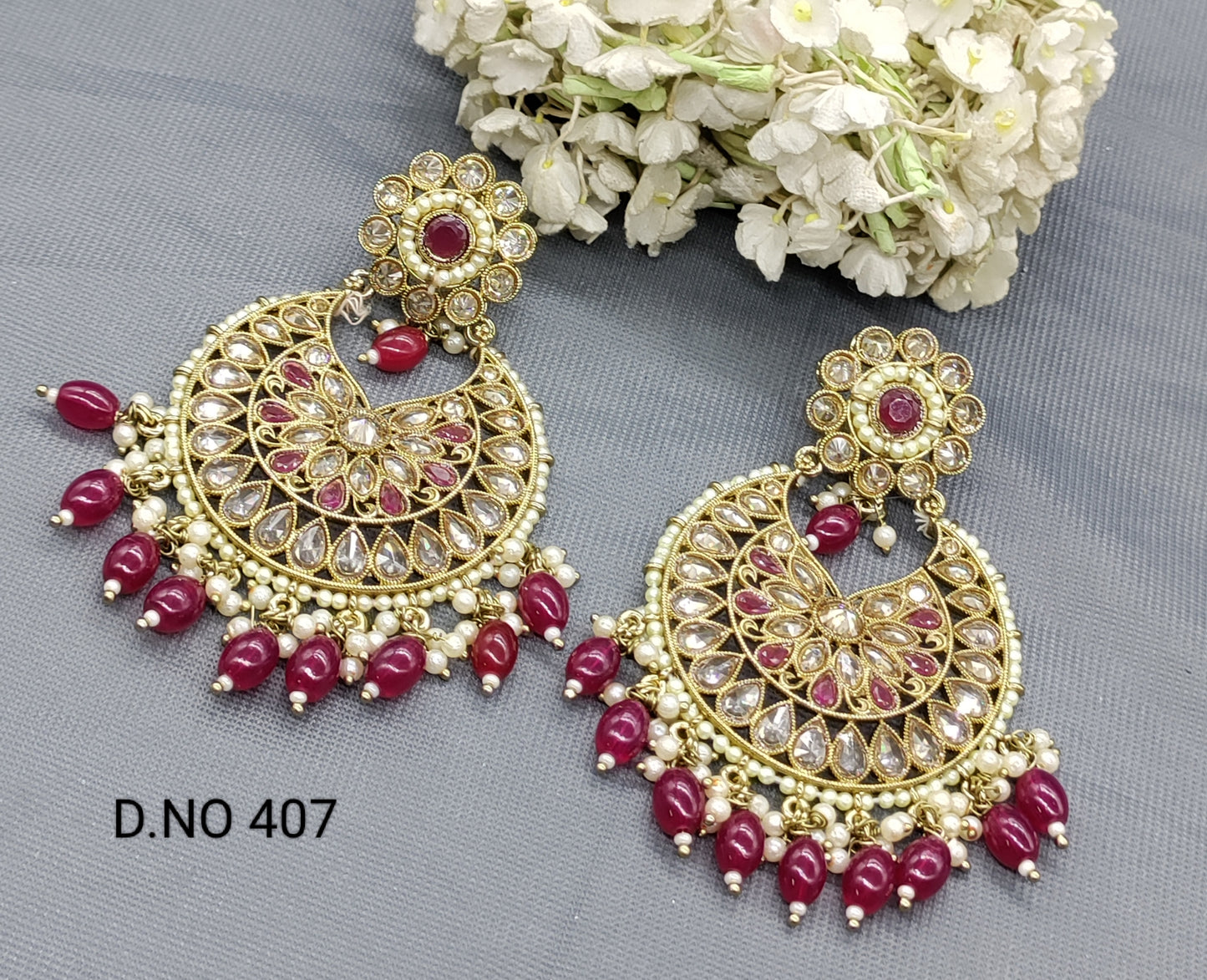 Polki Mehandi Earring Sku 407 rchiecreation