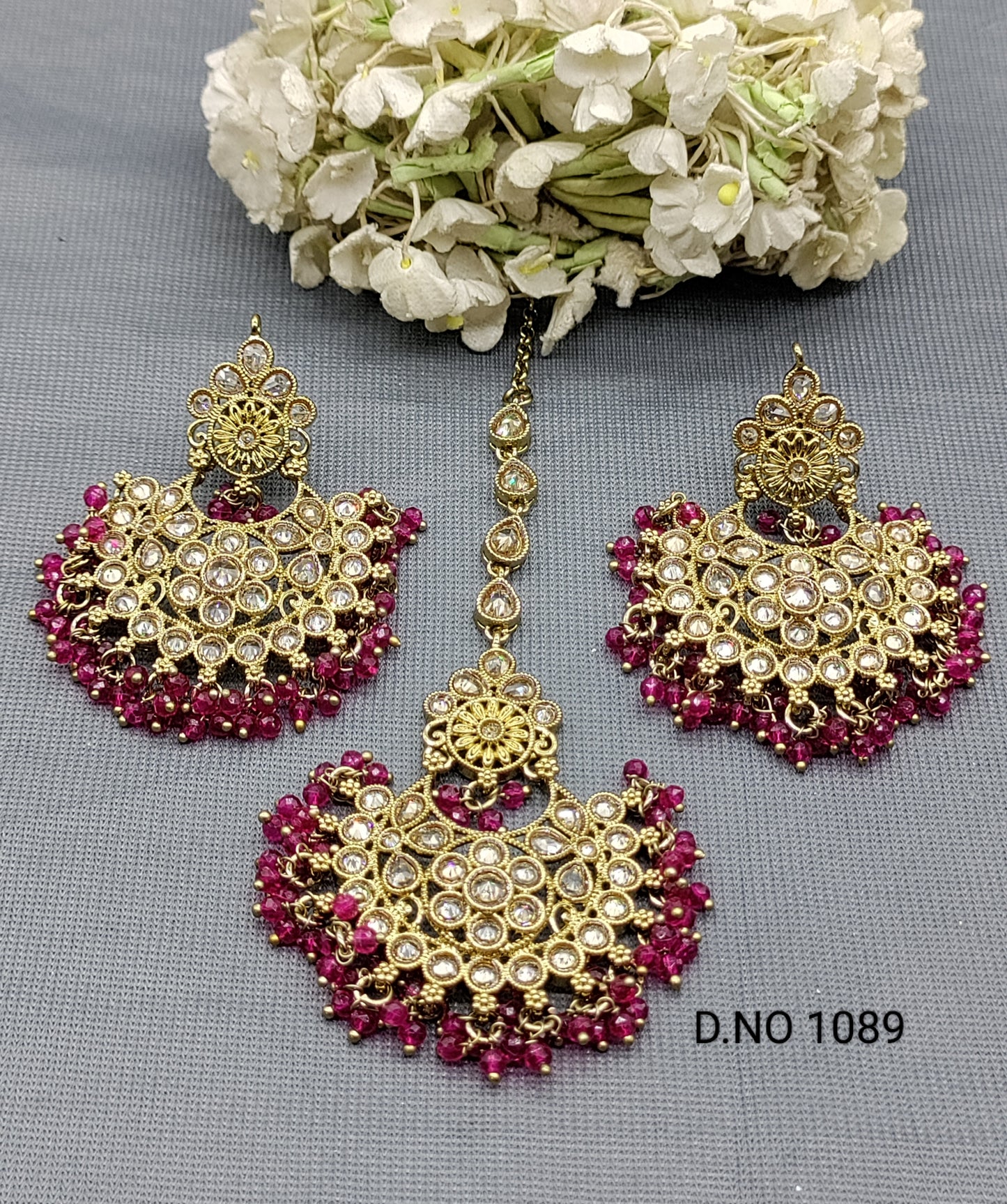 Polki Mehandi Earring & Tica Sku 1089 rchiecreation