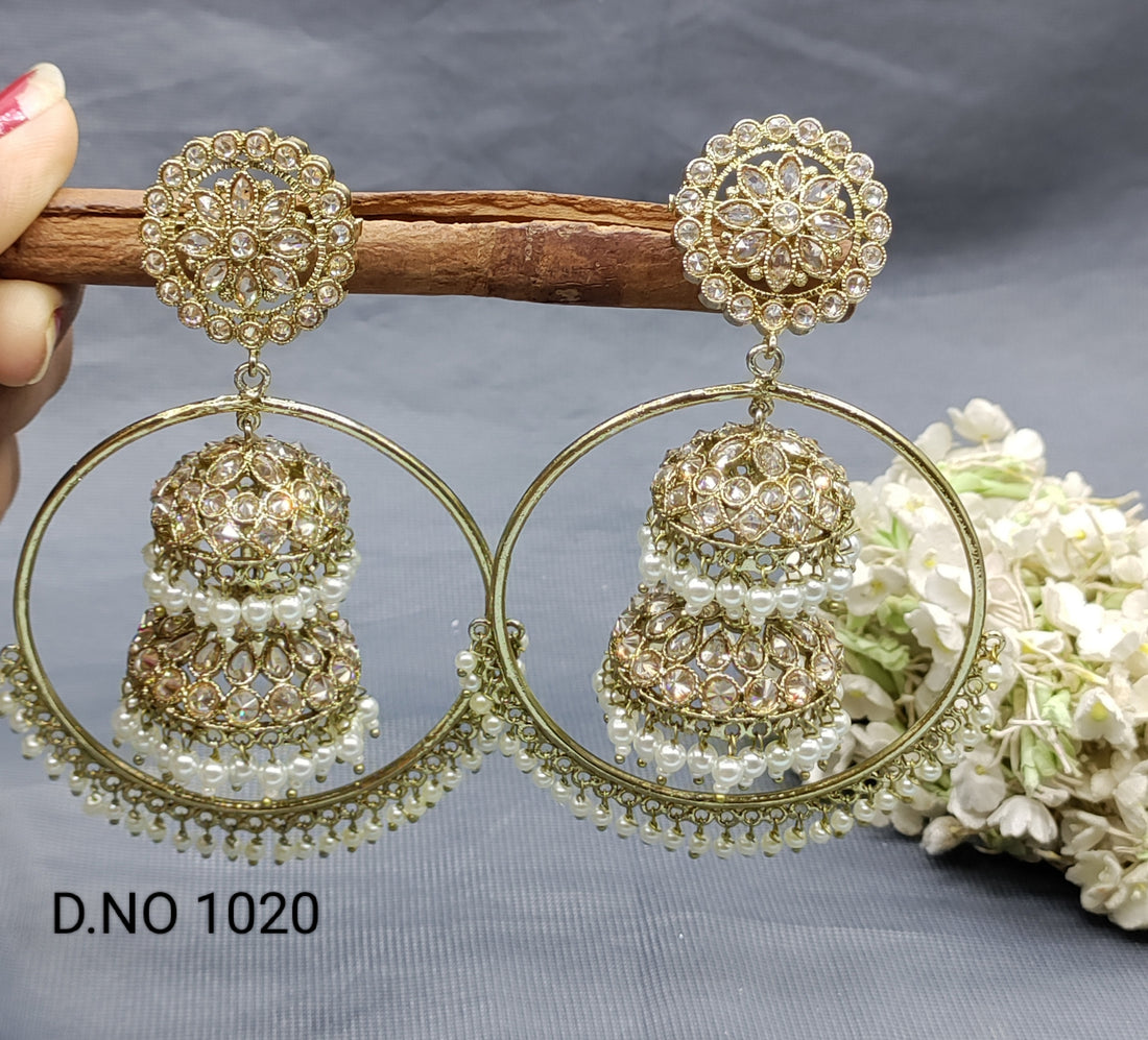 Polki Mehandi hoop Bali Earring Sku 1020 rchiecreation
