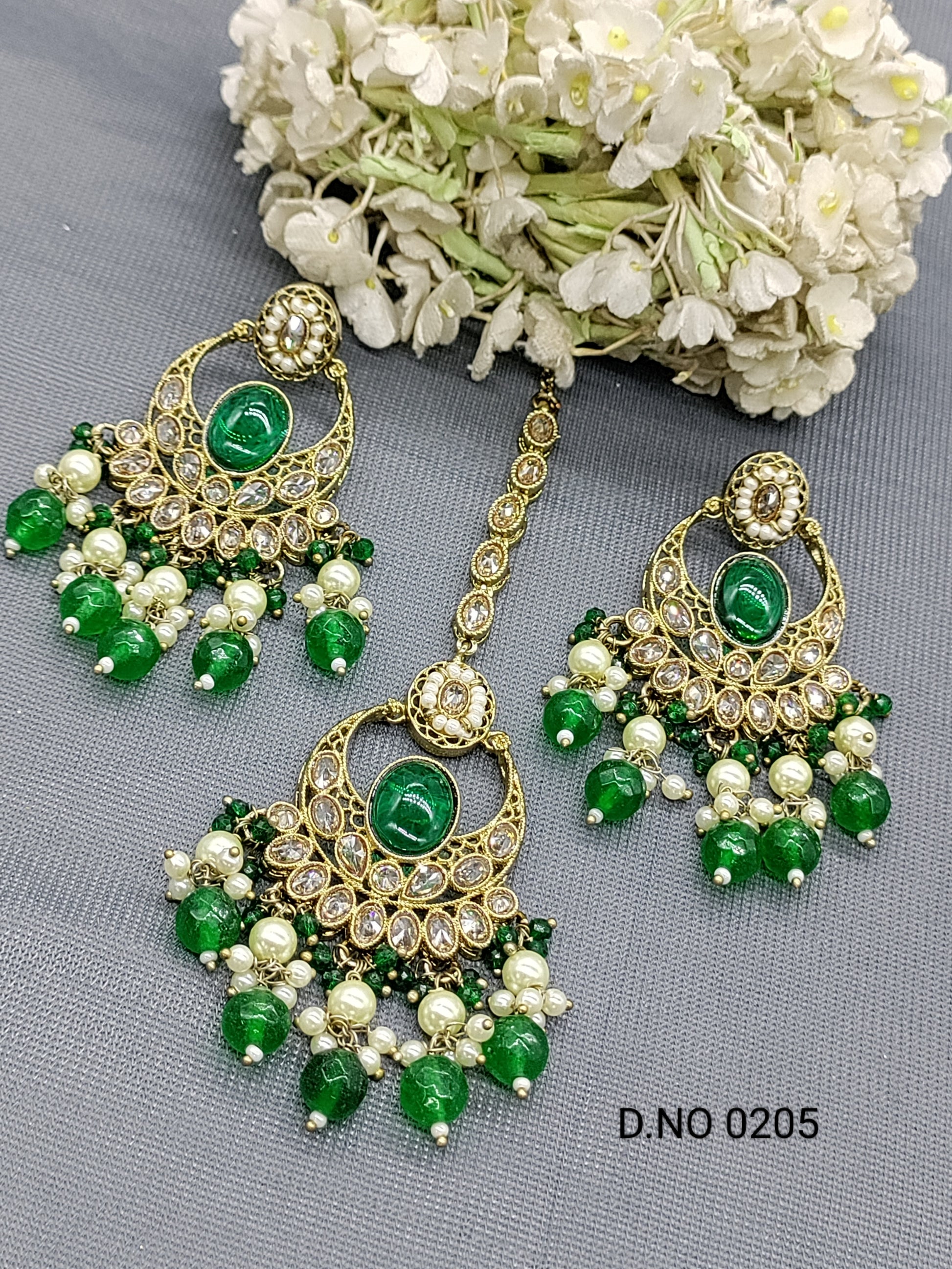 Polki Mehandi Earring & Tica rchiecreation