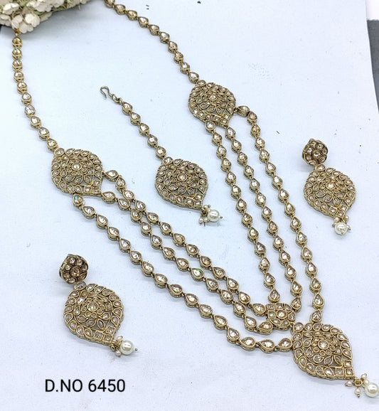 Polki Mehandi Long Necklace Set Sku 6450 rchiecreation