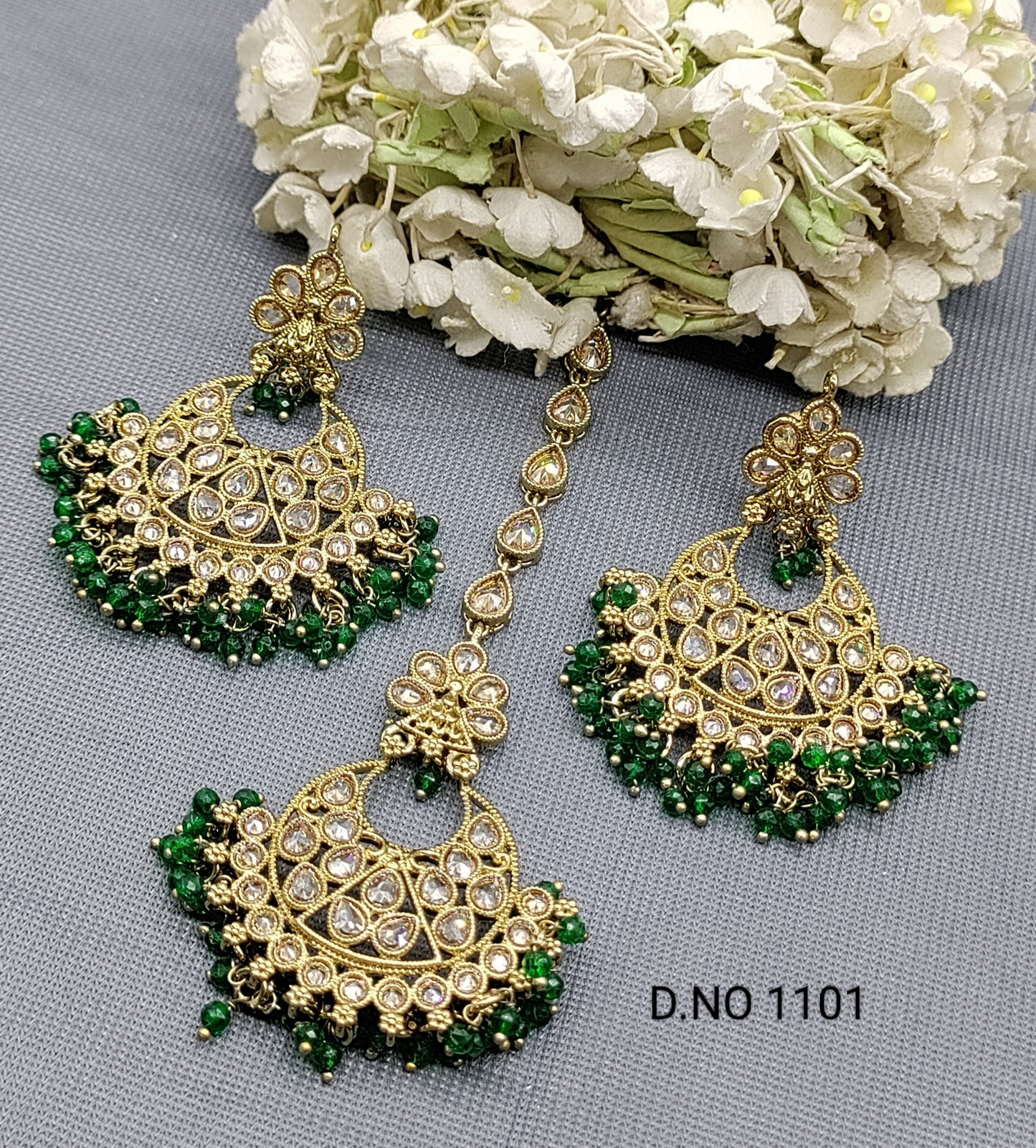 Polki Mehandi Earring & Tica Sku 1101 rchiecreation