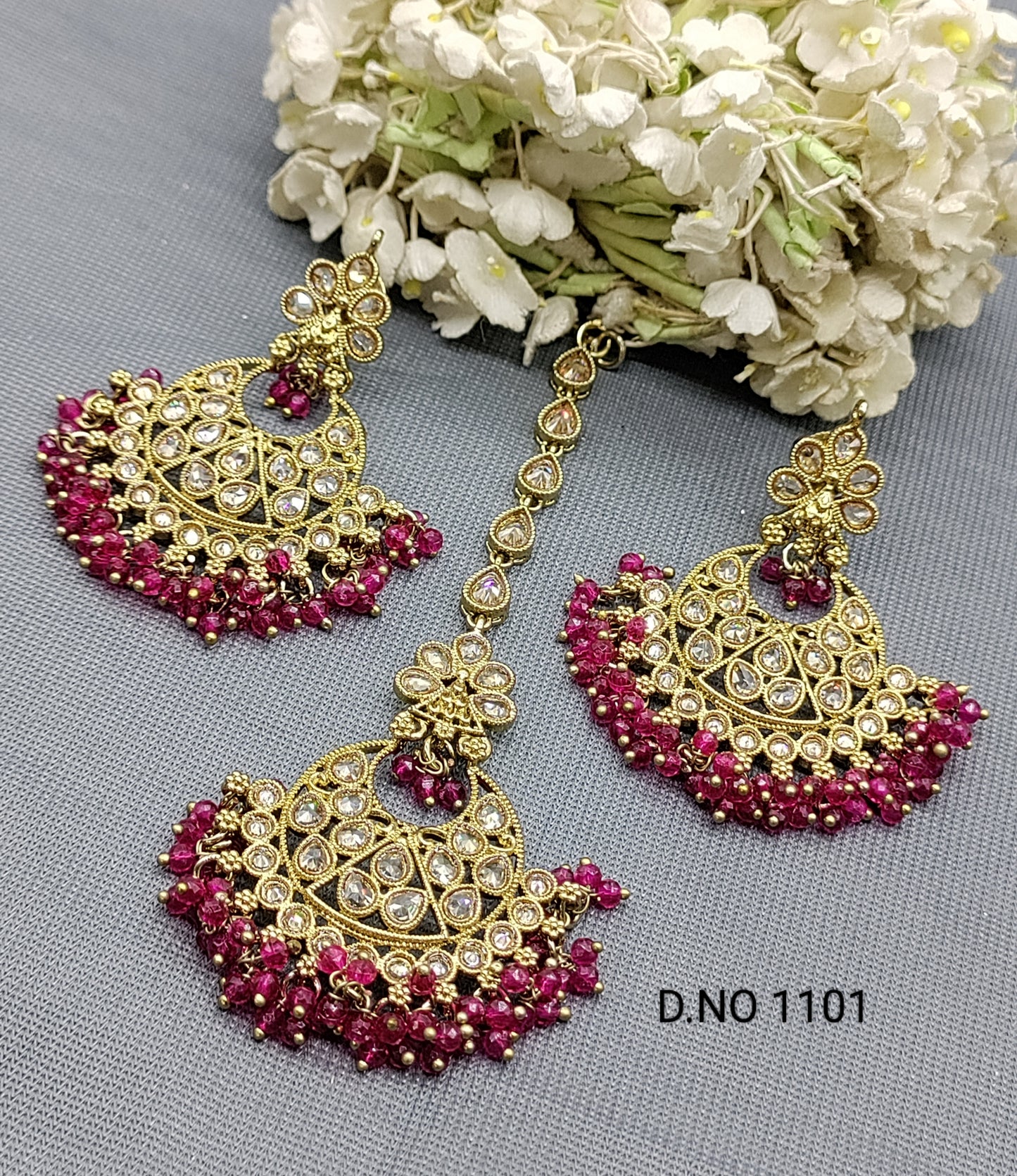 Polki Mehandi Earring & Tica Sku 1101 rchiecreation